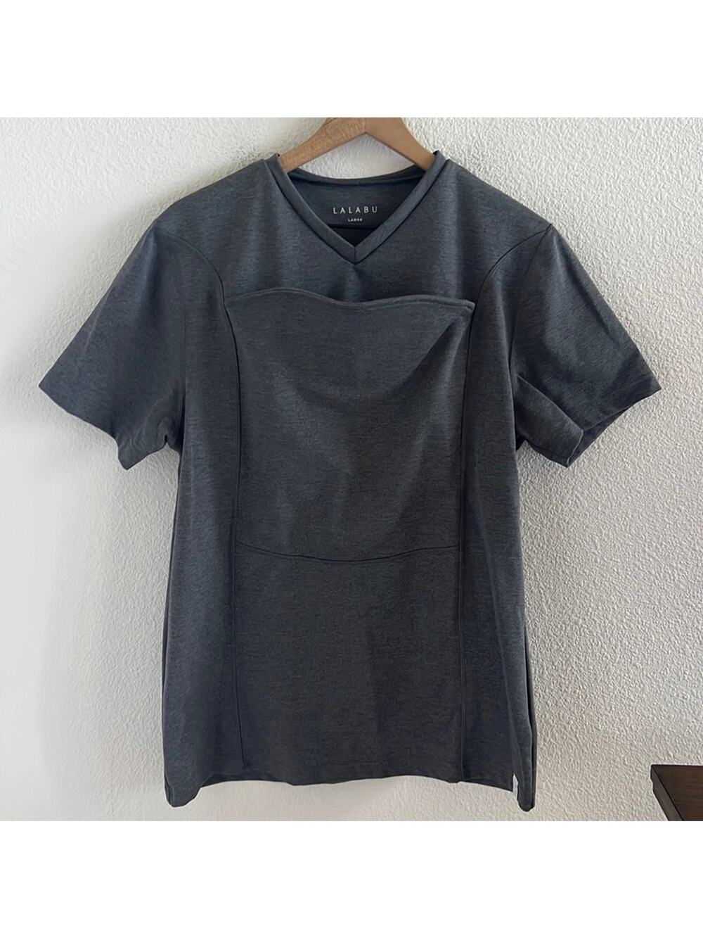 Lalabu Dad Shirt Gray Soothe Shirt Baby Wearing Carrier Top Kangaroo Large